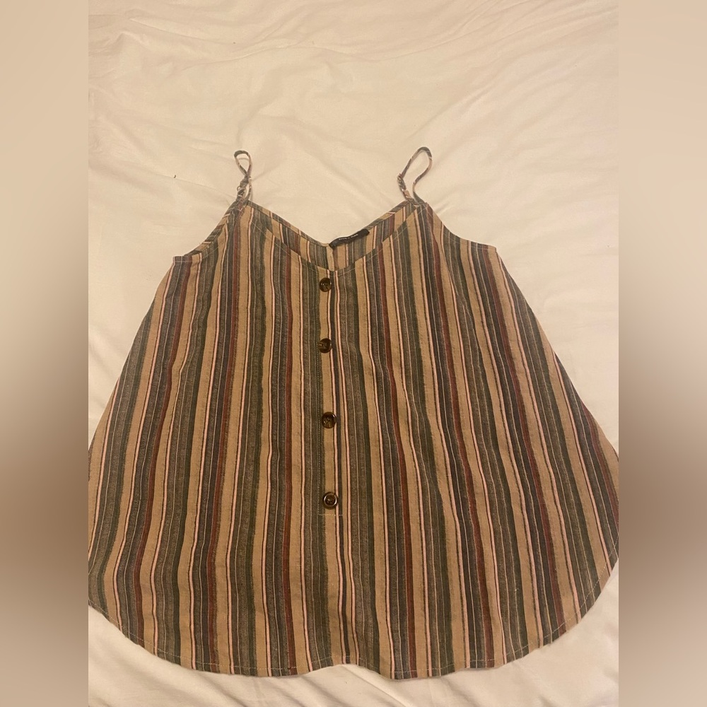 Brown, pink, green and grey striped tank! Fits size M/L